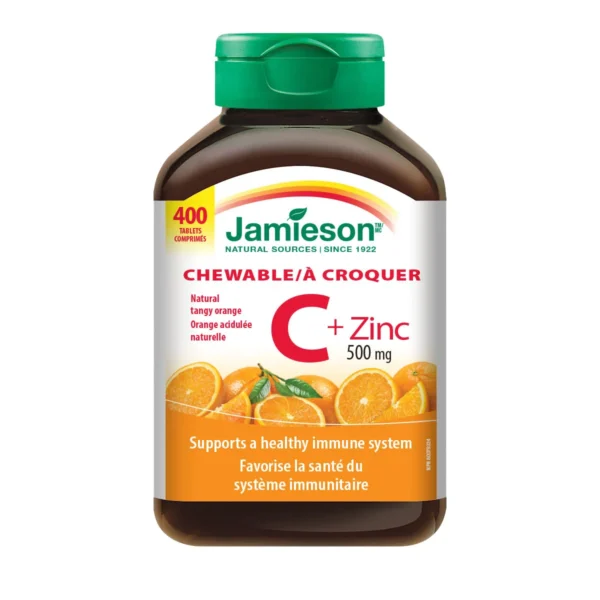 Jamieson Chewable Vitamin C + Zinc, 500 mg, 可咀嚼维他命C